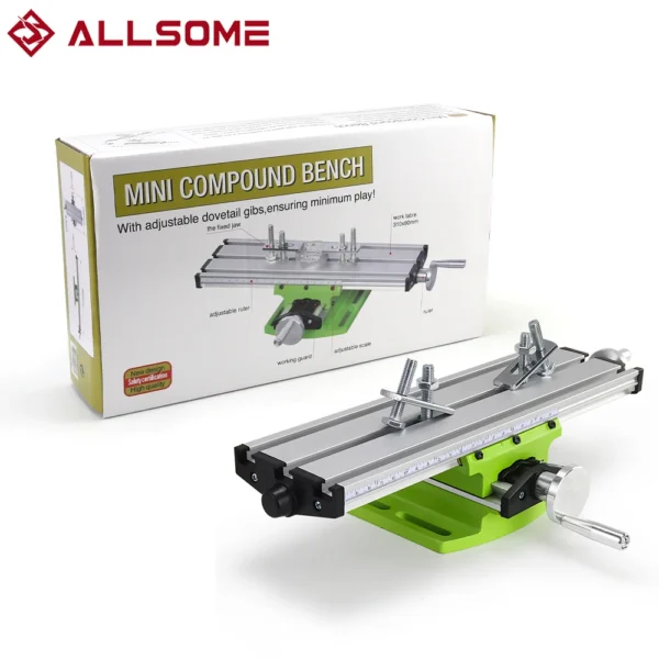 ALLSOcloser Mini Fraiseuse de Précision - Table de Travail Multifonction et Étau de Forage Croisé