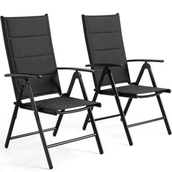 Ensemble de 2 chaises de jardin pliantes en aluminium avec dossier inclinable 7 positions