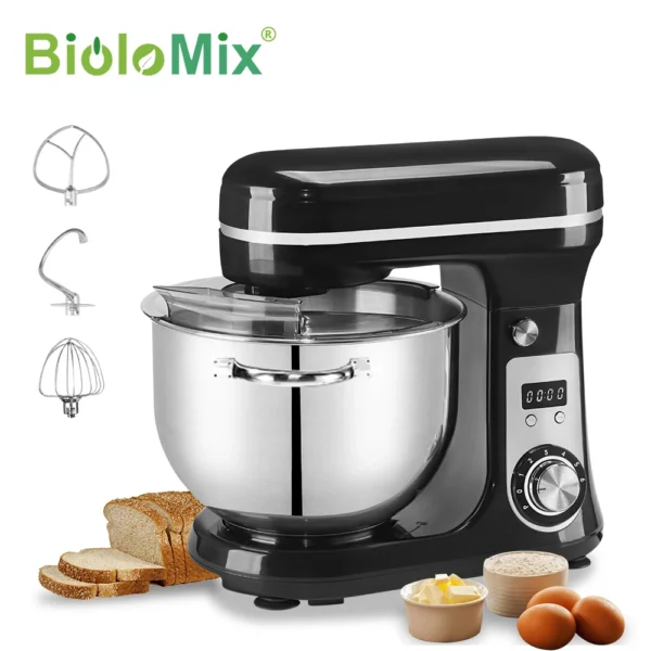 Robot Pâtissier Multifonction BioloMix 1200W Bol 6L 6 Vitesses Moteur Silencieux