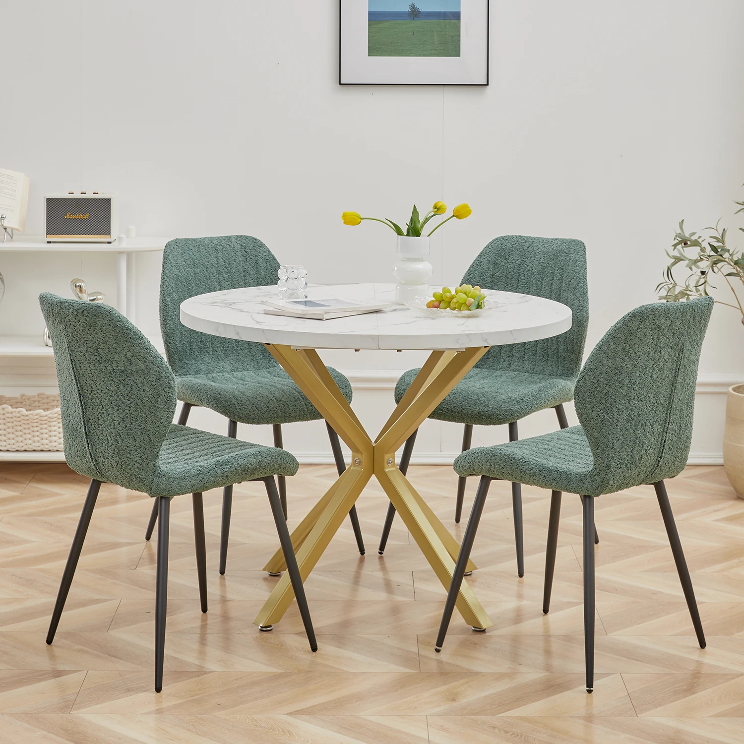 EGOONM Table à Manger Ronde Moderne - Effet Marbre 100 cm image 7
