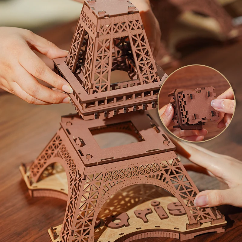 Robotime Puzzle 3D en Bois - Nuit de la Tour Eiffel 1:638 avec Éclairage image 6