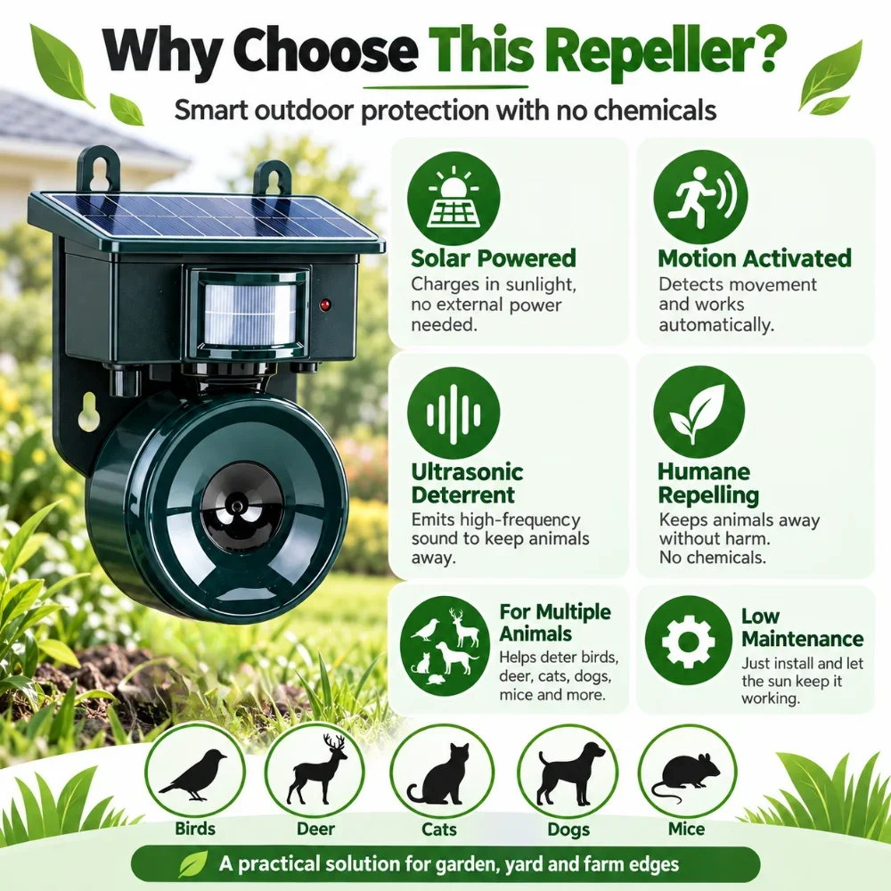 Répulsif Solaire à Ultrasons pour Jardin - Protection Écologique Contre les Nuisibles image 8