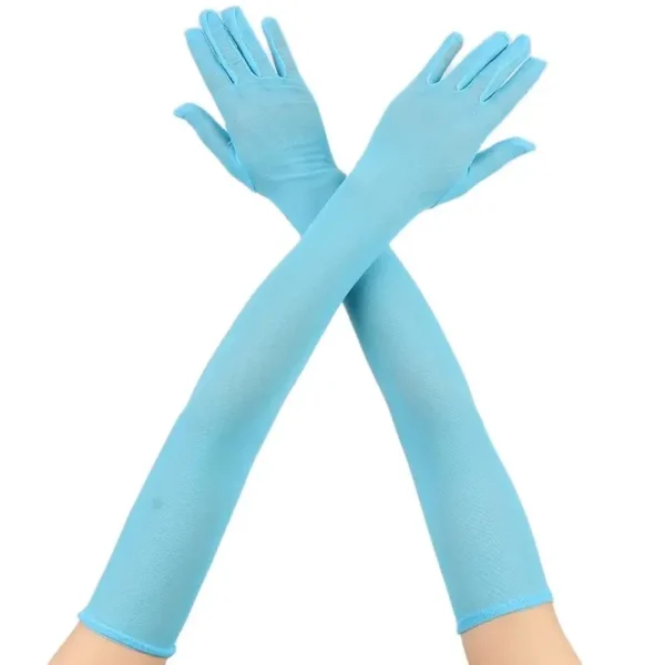 Gants longs transparents en maille scintillante avec crânes et strass - 55 cm vue 2