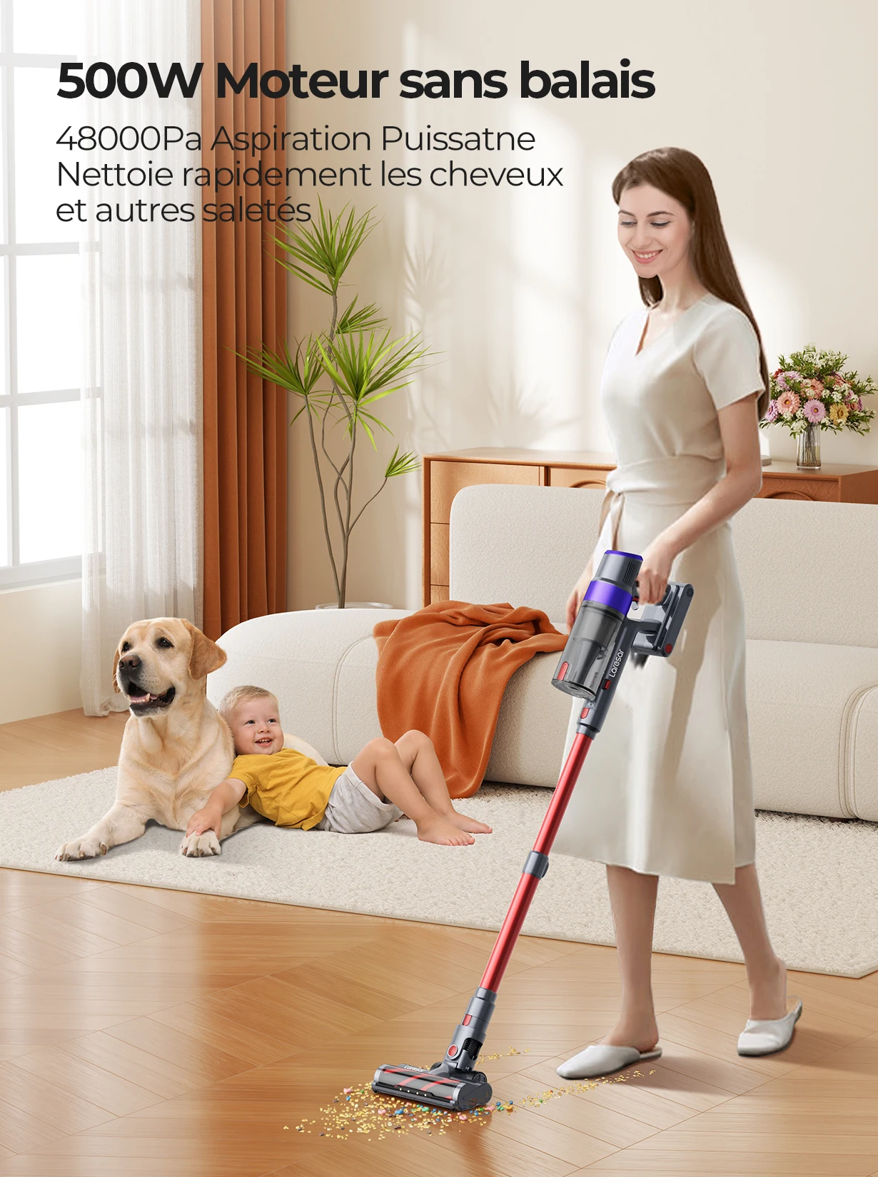 Aspirateur sans fil LARESAR V8 Elite 8 Car - Moteur 500W et 48Kpa vue 2