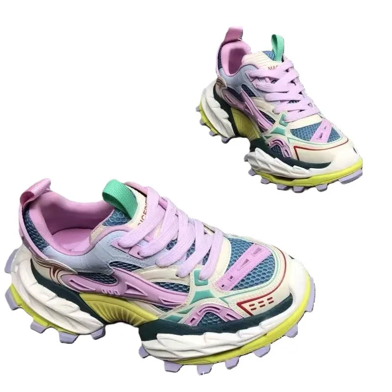 2025 new popular high-end men's shoes color matching mesh platform casual shoes – Image 5