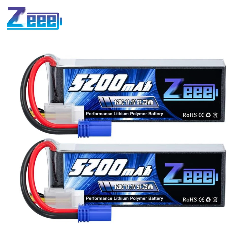 Lot de 2 Batteries Lipo Zeee 3S 11.1V 5200mAh 120C avec Prise EC5