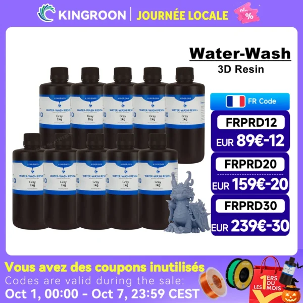 Résine Photopolymère Standard Lavable à l'Eau KINWords 405nm pour Imprimante 3D LCD