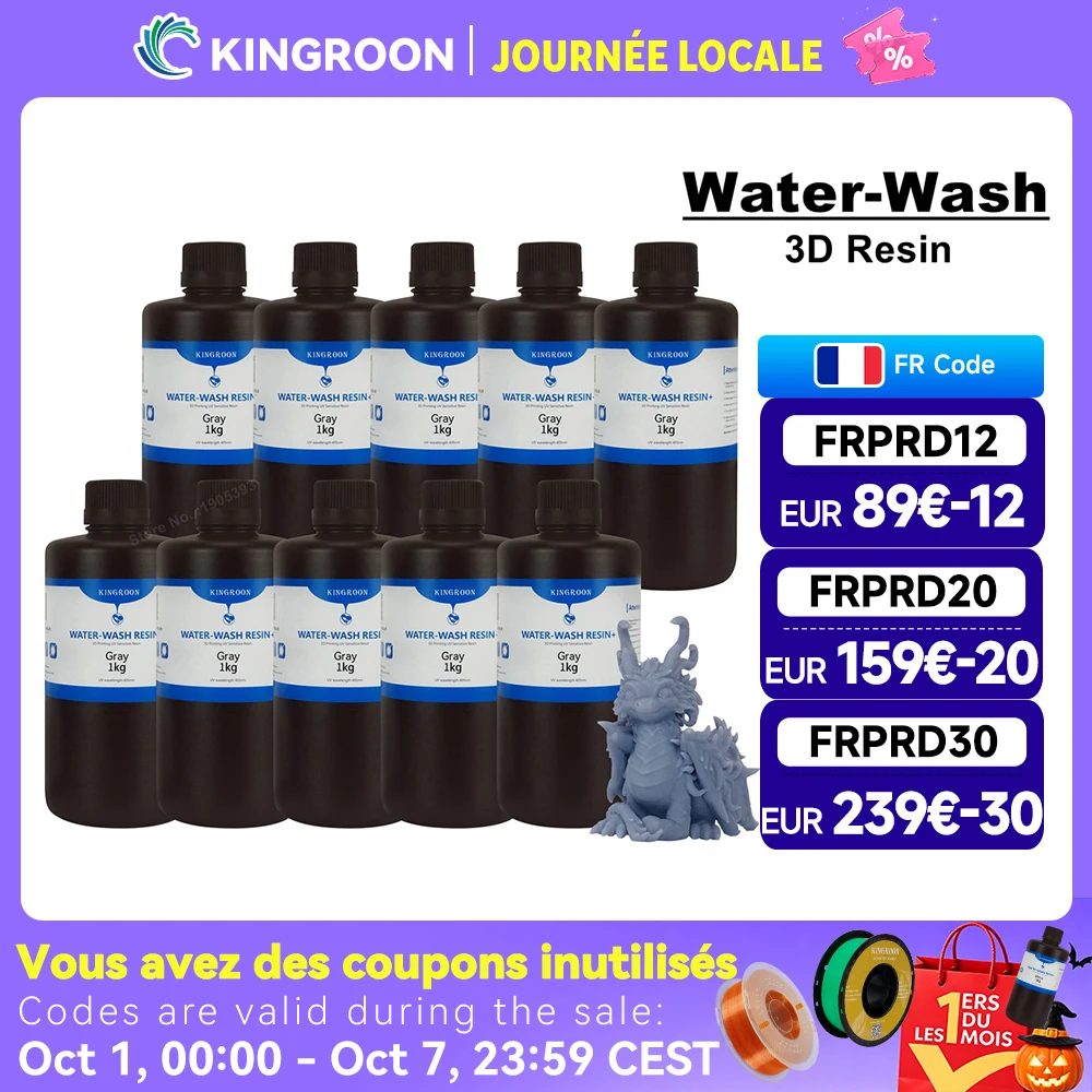 Résine Photopolymère Standard Lavable à l'Eau KINWords 405nm pour Imprimante 3D LCD