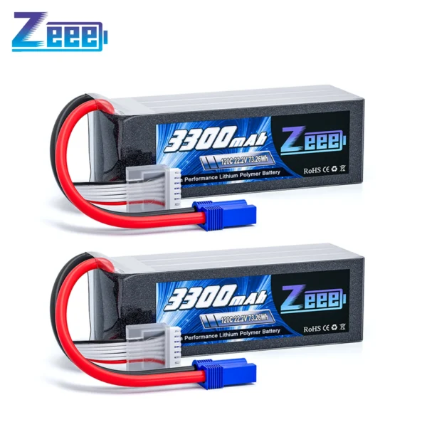 Lot de 2 Batteries Zeee 6S Lipo 3300mAh 22.2V 120C avec Prise EC5