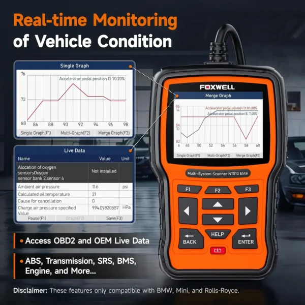Scanner OBD2 Professionnel FOXWELL NT510 Elite pour Véhicules vue 2