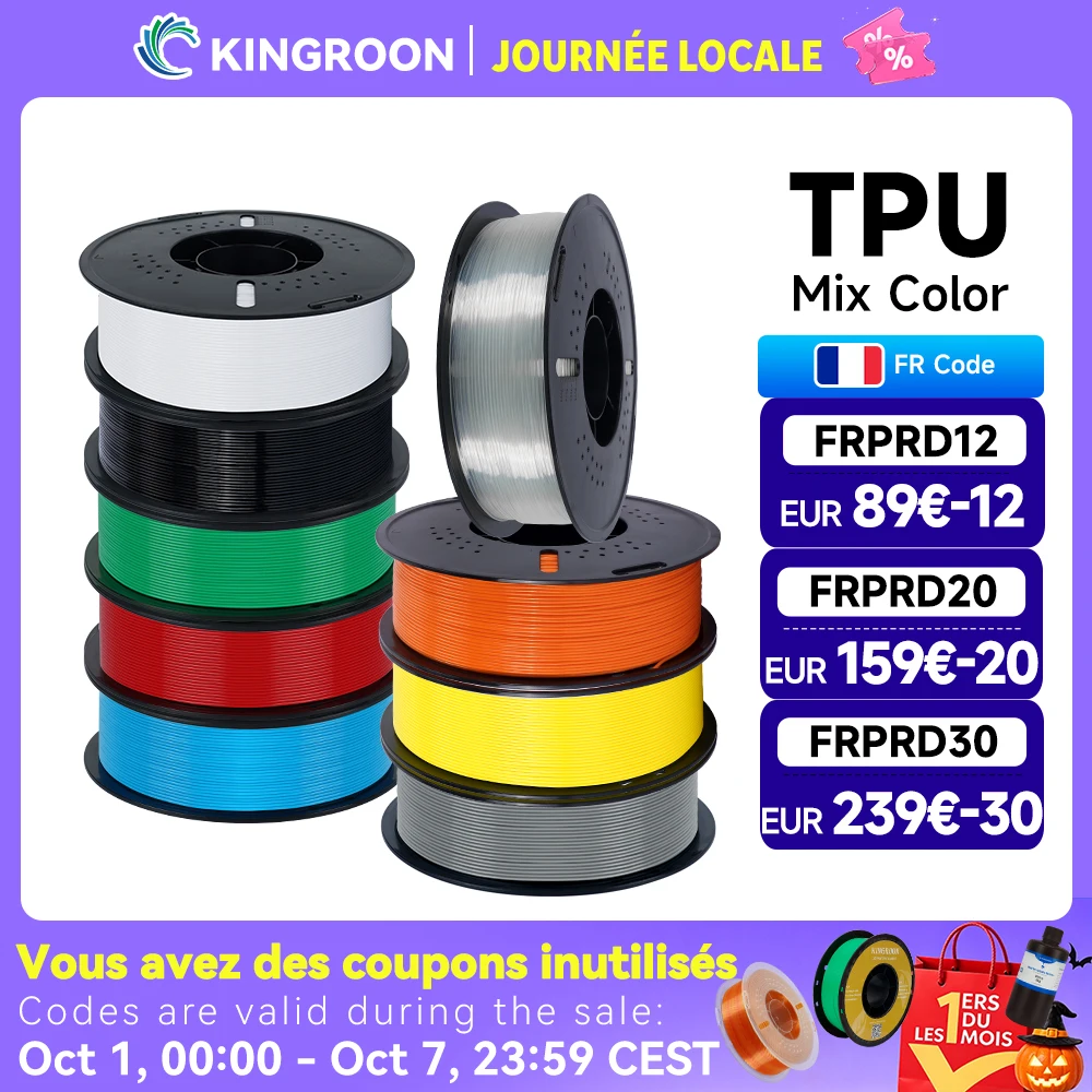 Filament TPU Flexible KINGROON 1.75 mm pour Impression 3D