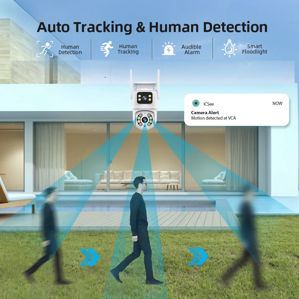 Hiseeu Caméra de Surveillance IP PTZ WiFi 4K 8MP à Double Objectif et Zoom 4X image 3