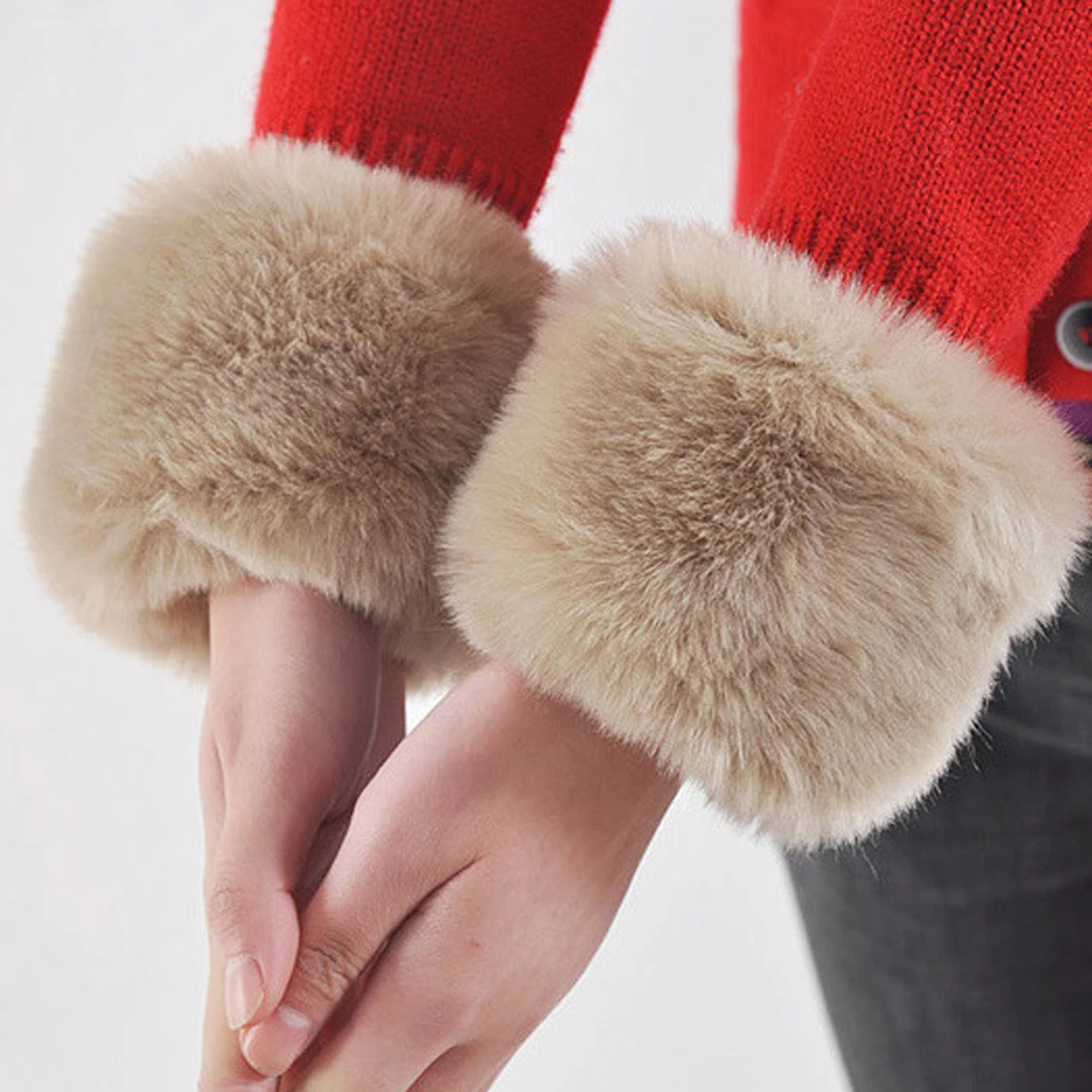 Manchettes d'Hiver Douillettes en Fausse Fourrure Élastique pour Femme image 3