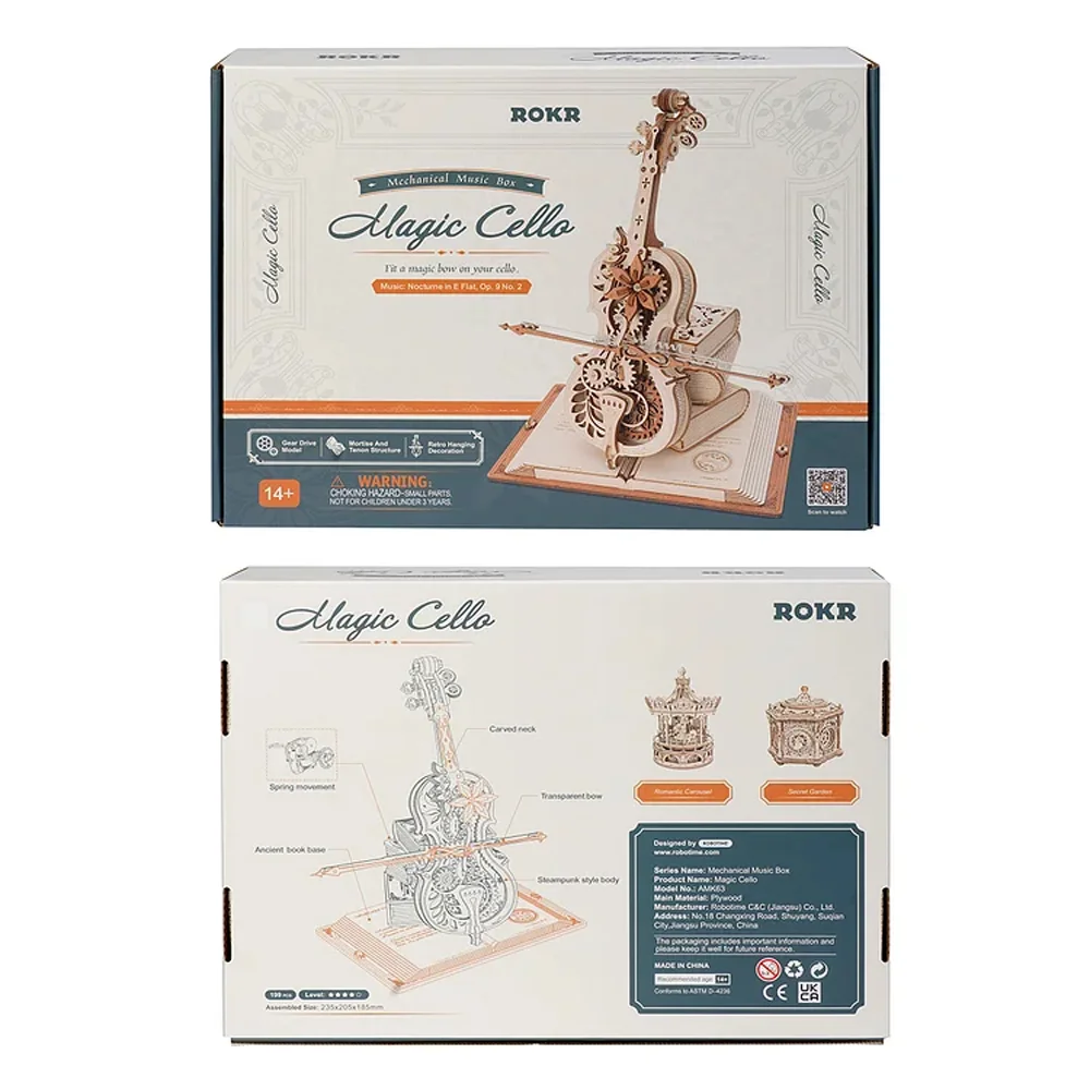 Robotime Puzzle 3D en Bois ROKR Violoncelle Magique AMK63 - Boîte à Musique Mécanique image 6