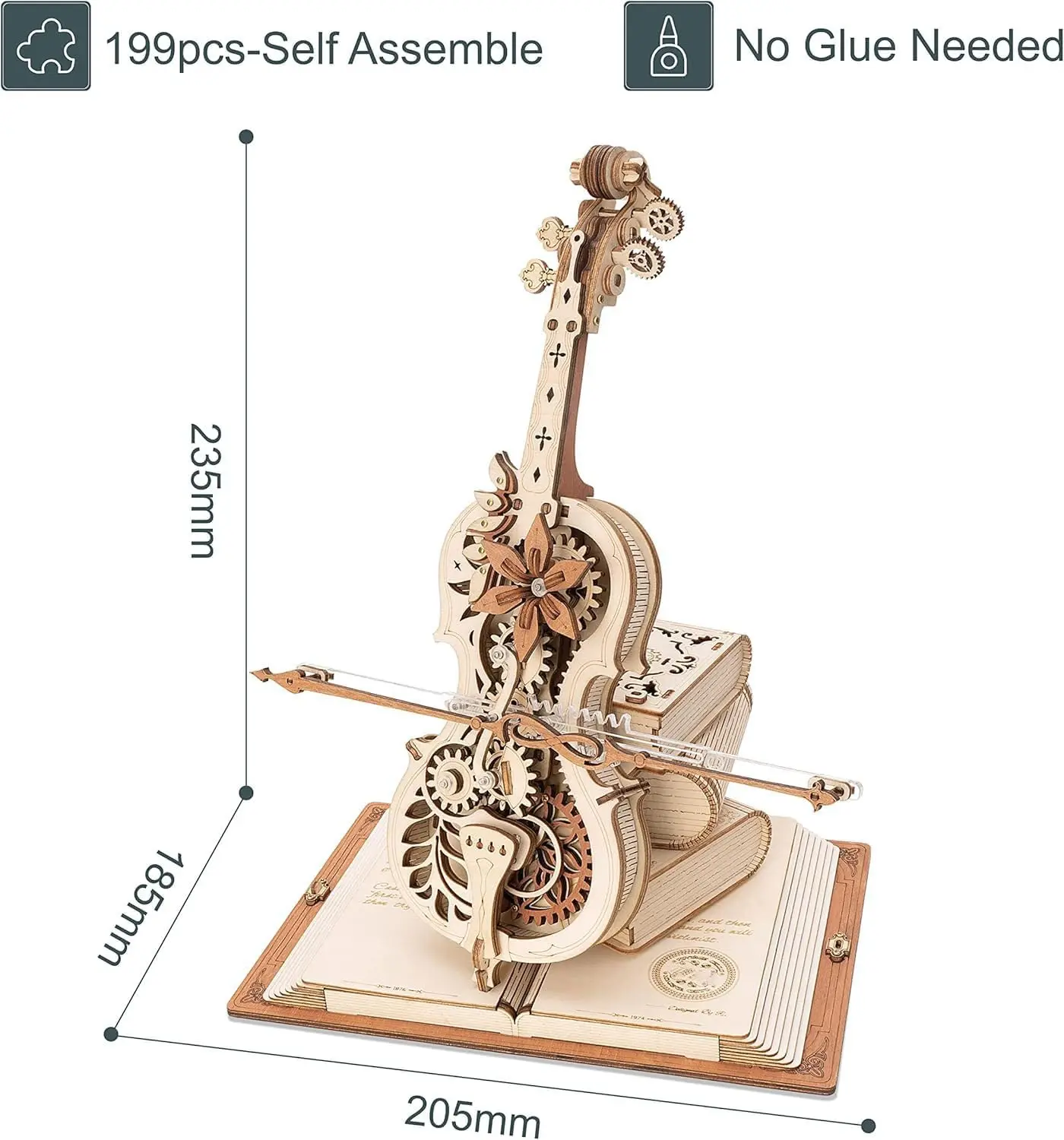 Robotime Puzzle 3D en Bois ROKR Violoncelle Magique AMK63 - Boîte à Musique Mécanique image 7