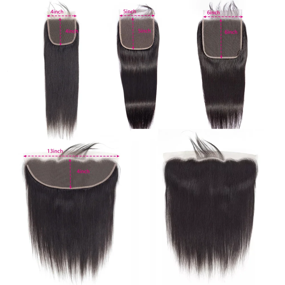 Paquets de Cheveux Humains Lisses avec Fermeture Frontale Queenlike image 4