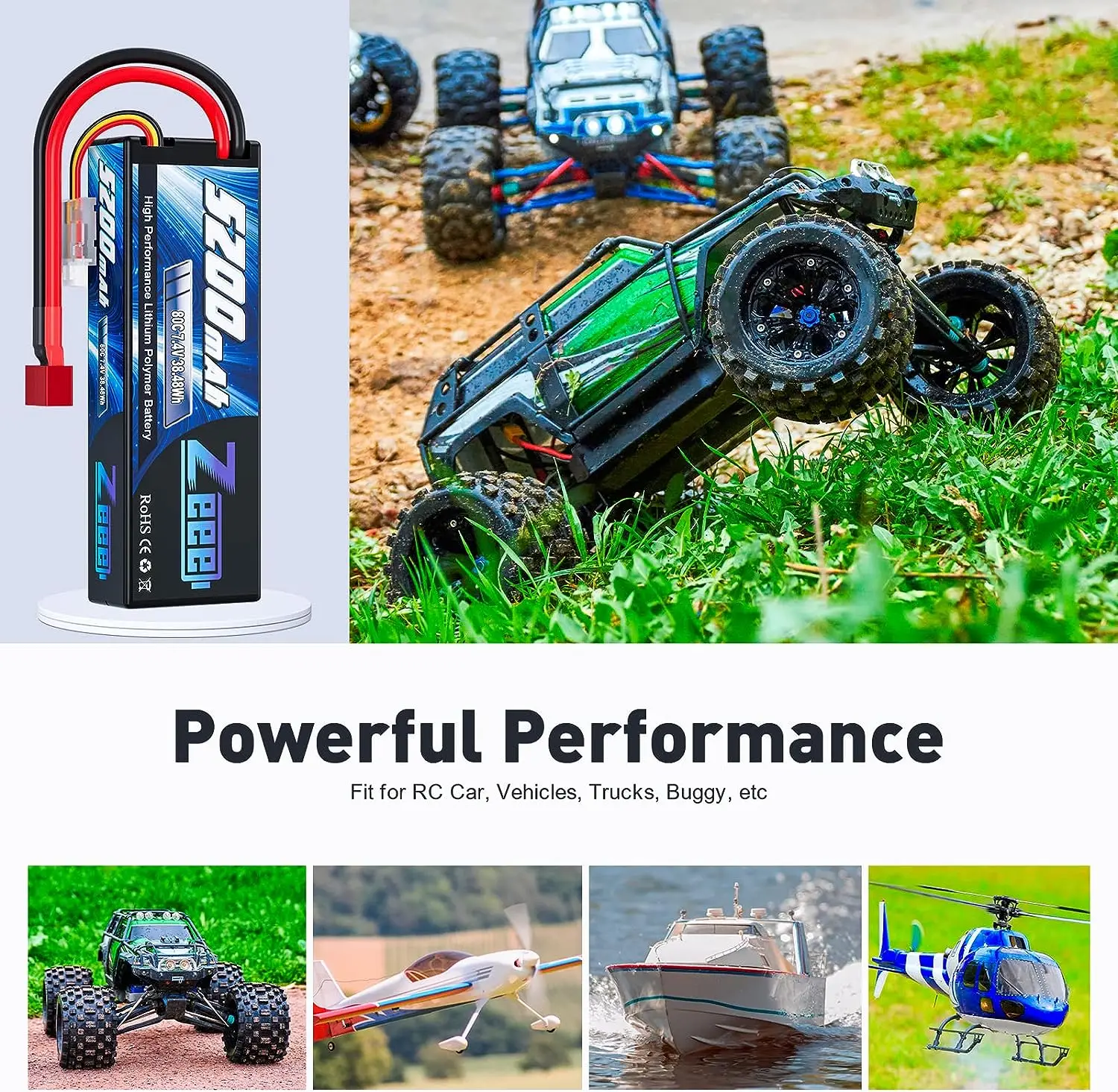 Batterie Lipo Zeee 2S 5200mAh 80C - Performance et Endurance pour Véhicules RC image 5