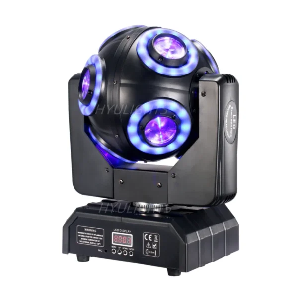 Tête Mobile LED 8x15W RGBW avec Halo 360° et Effet Scénique Stroboscopique vue 2