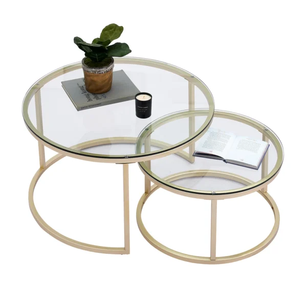 Ensemble de Deux Tables Basses Rondes Gigantiques EGOONM Effet Marbre Gris vue 2