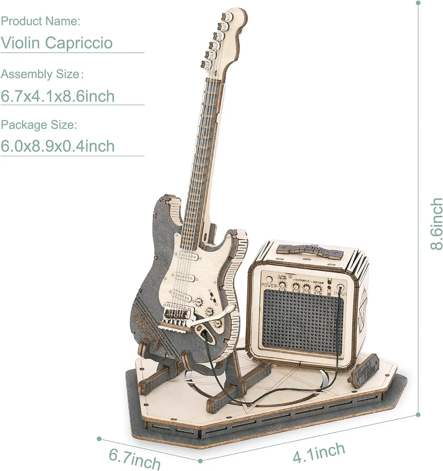 Guitare Électrique Robotime - Puzzle 3D en Bois à Assembler image 4