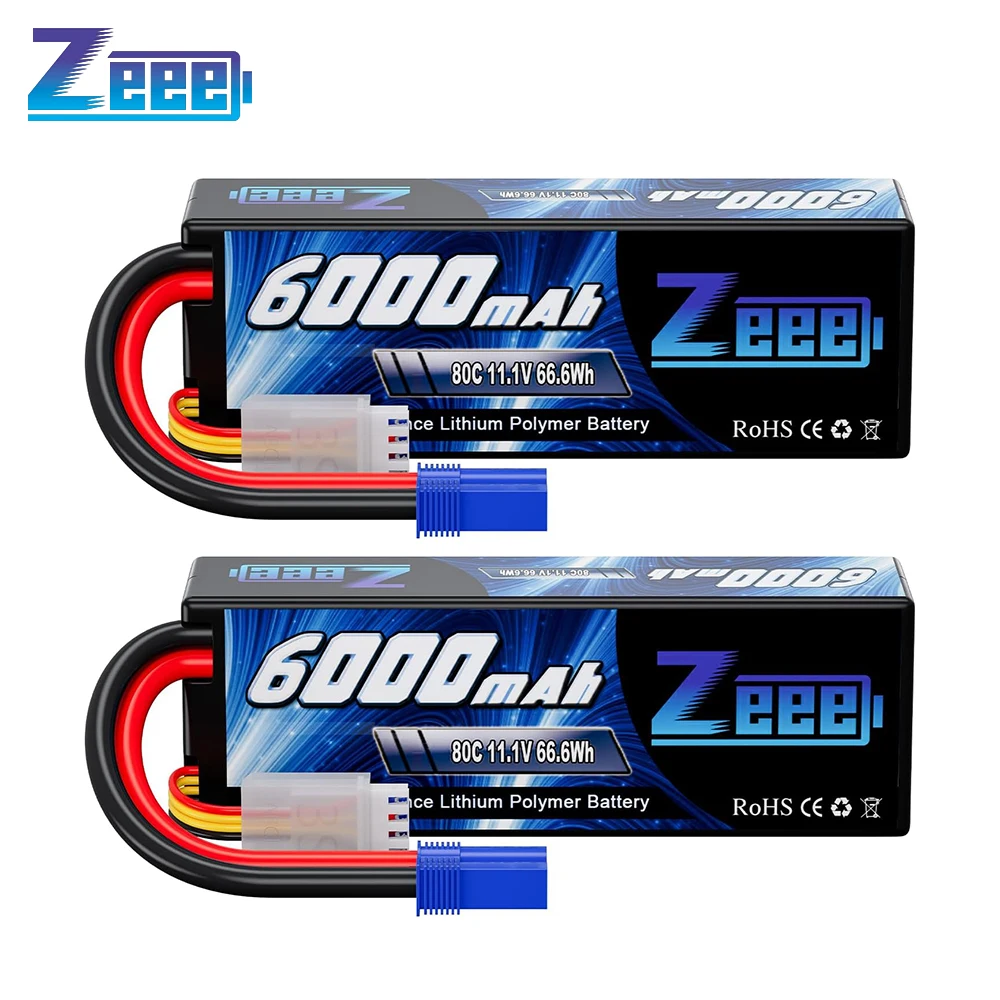 Batterie Lipo 3S 11.1V 6000mAh 80C avec Boîtier Rigide et Prise EC5 Zeee