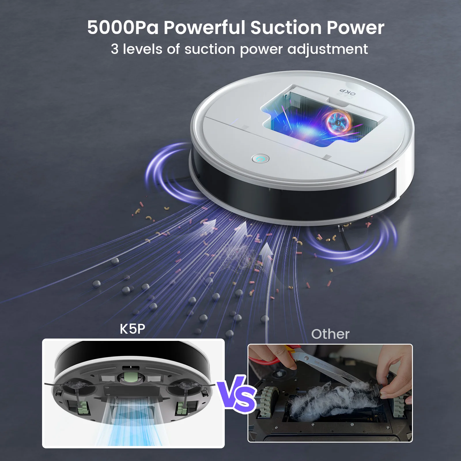 Aspirateur Robot OKP K5P Intelligent - Aspiration 5000Pa et Autonomie 180 Min image 4