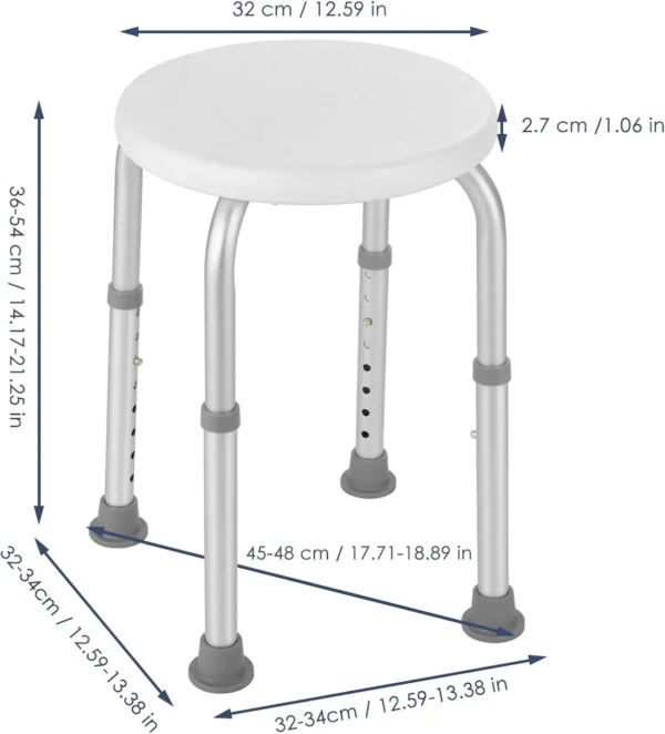 Tabouret de Douche Médical Rond et Réglable Sool Blanc vue 2