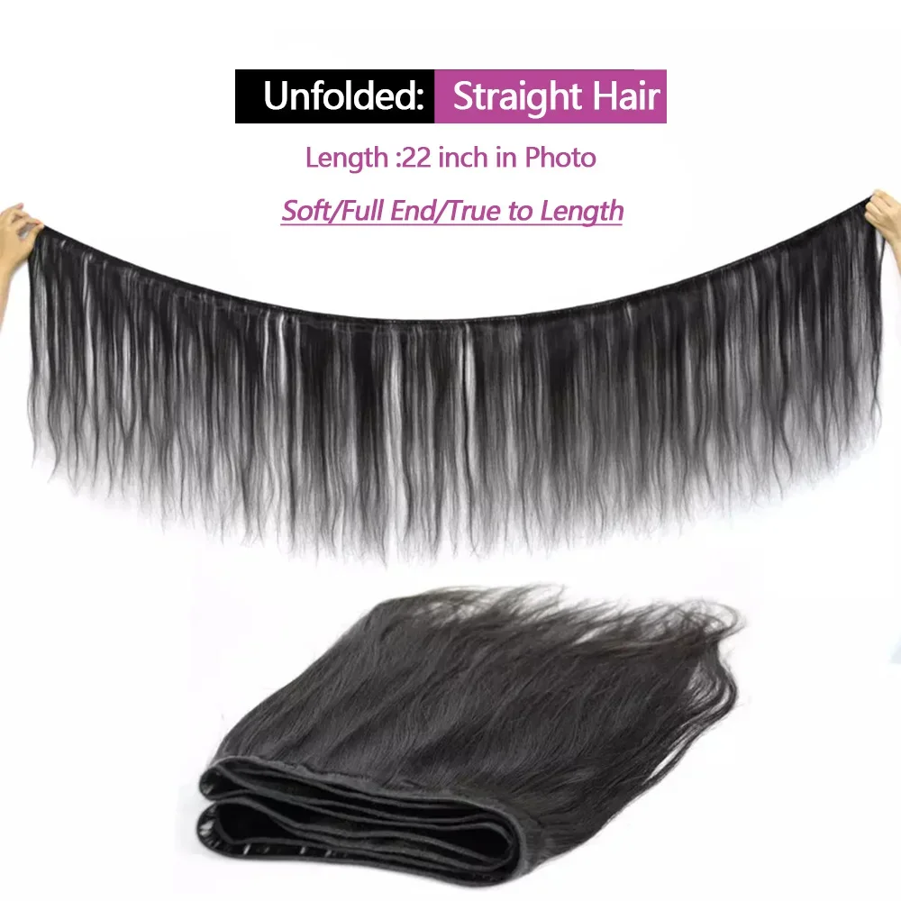 Paquets de Cheveux Humains Lisses avec Fermeture Frontale Queenlike image 3