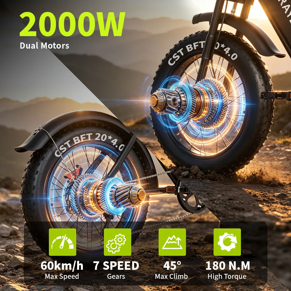 Vélo Électrique Adulte Tout-Terrain Rayzeph C20Max - Double Moteur 2000W et Batterie 52V 40Ah image 4