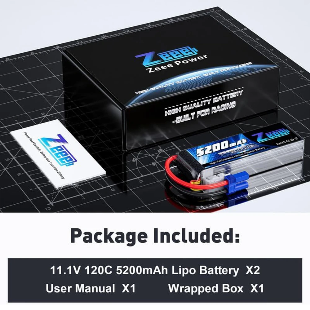 Lot de 2 Batteries Lipo Zeee 3S 11.1V 5200mAh 120C avec Prise EC5 image 6