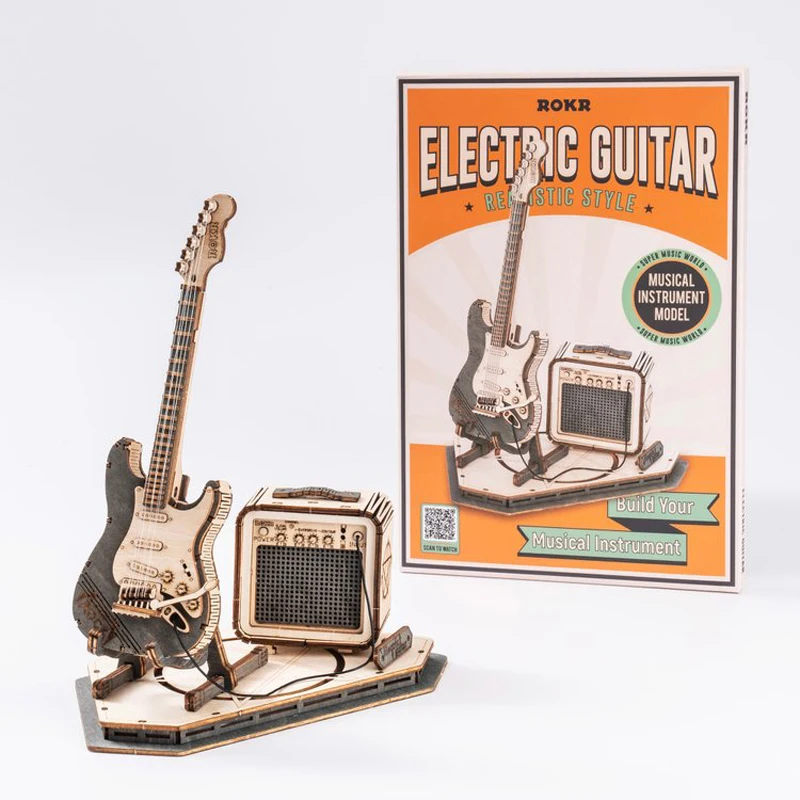 Guitare Électrique Robotime - Puzzle 3D en Bois à Assembler image 6