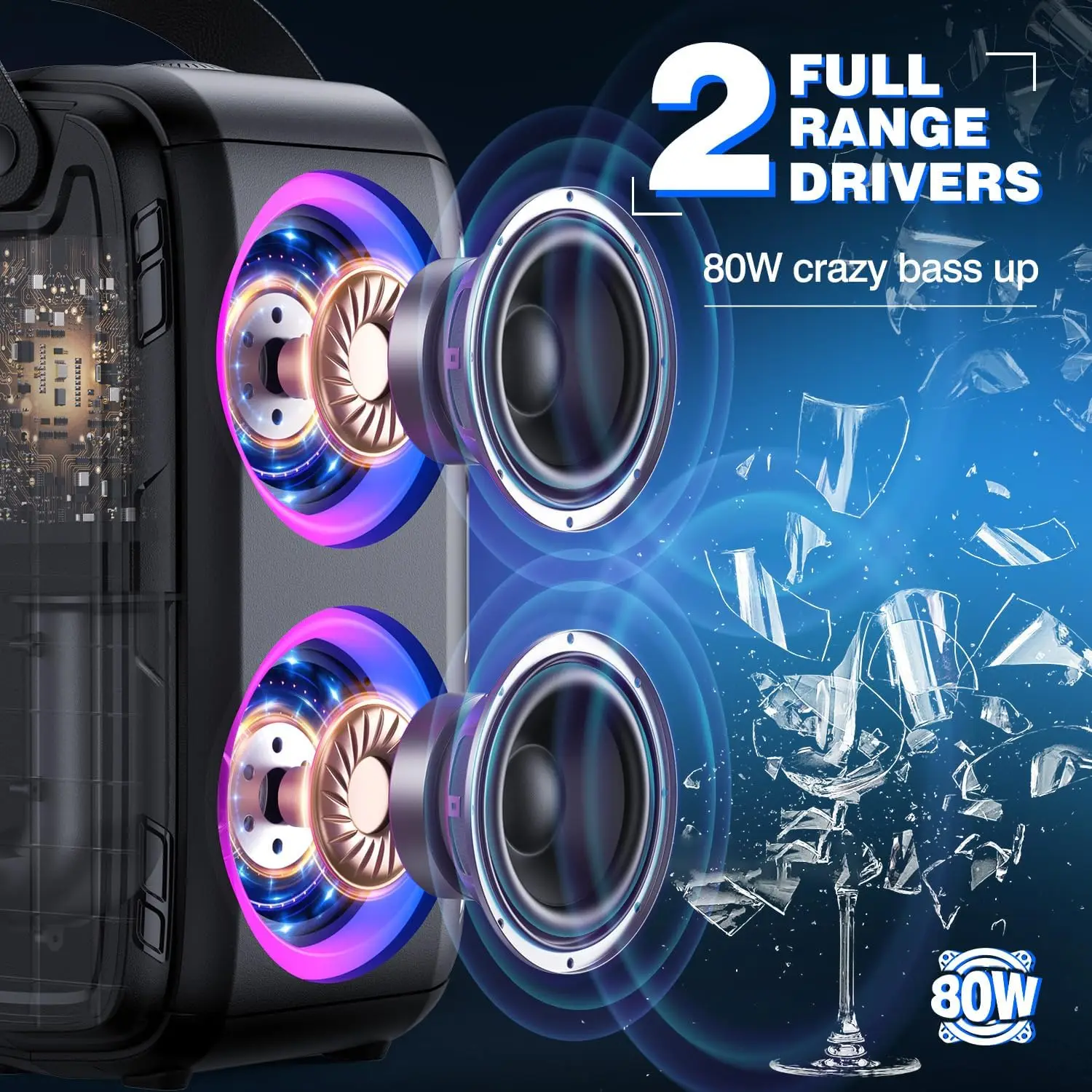 Enceinte portable de fête W-KING T9-2 Bluetooth 80W RMS image 6