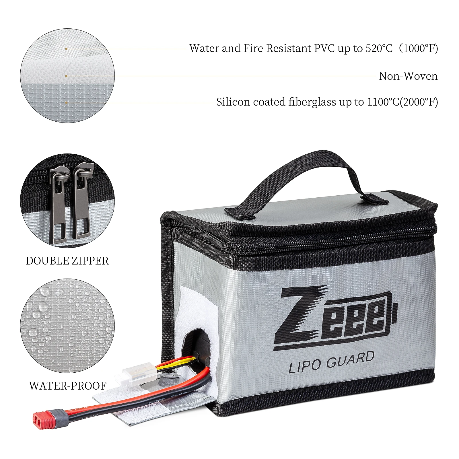 Sac de Sécurité Ignifuge et Antidéflagrant pour Batteries LiPo Zeee - 2 Tailles image 5