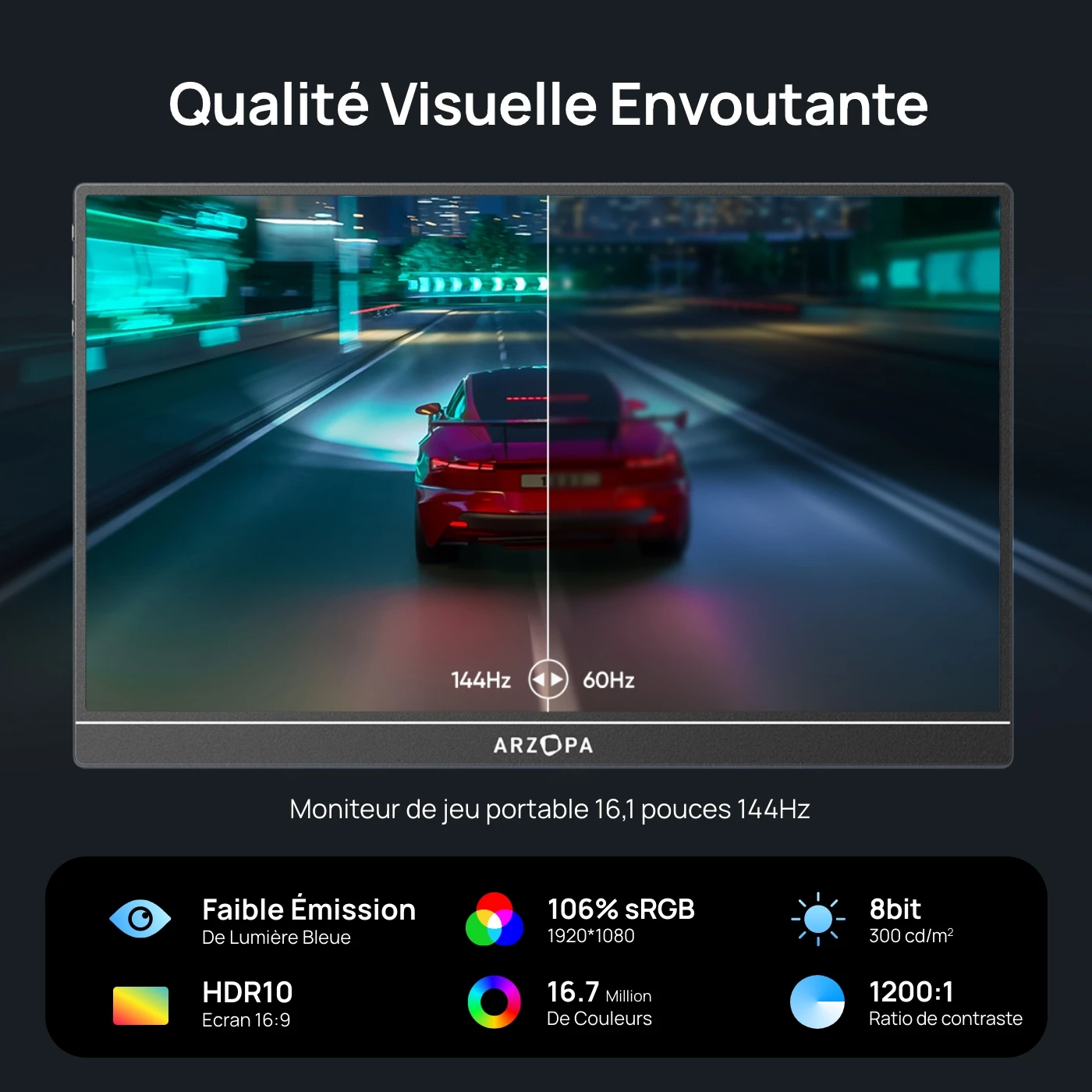 Moniteur Portable ARZOPA 16.1 Pouces 144Hz Full HD IPS image 5