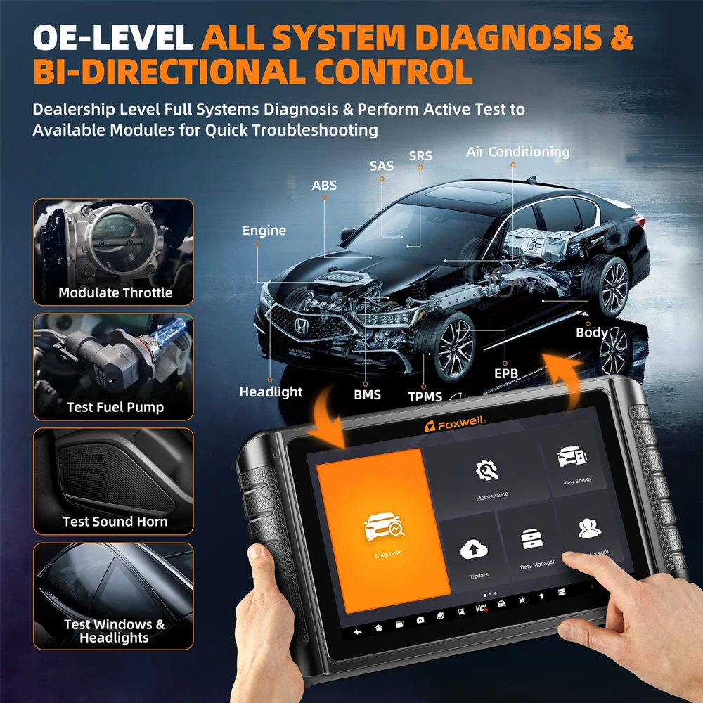 Scanner de diagnostic automobile FOXWELL OBD2 - Tablette 10,1 Pouces avec Codage ECU et Contrôle Bidirectionnel image 3