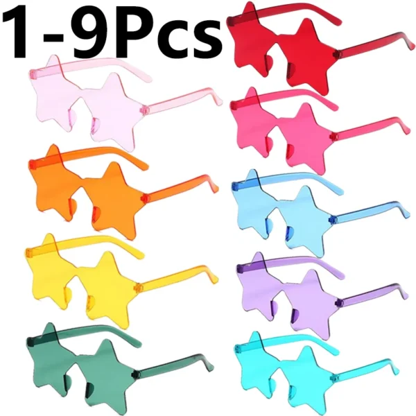 Lunettes de soleil festives effet étoiles transparentes couleur bonbon