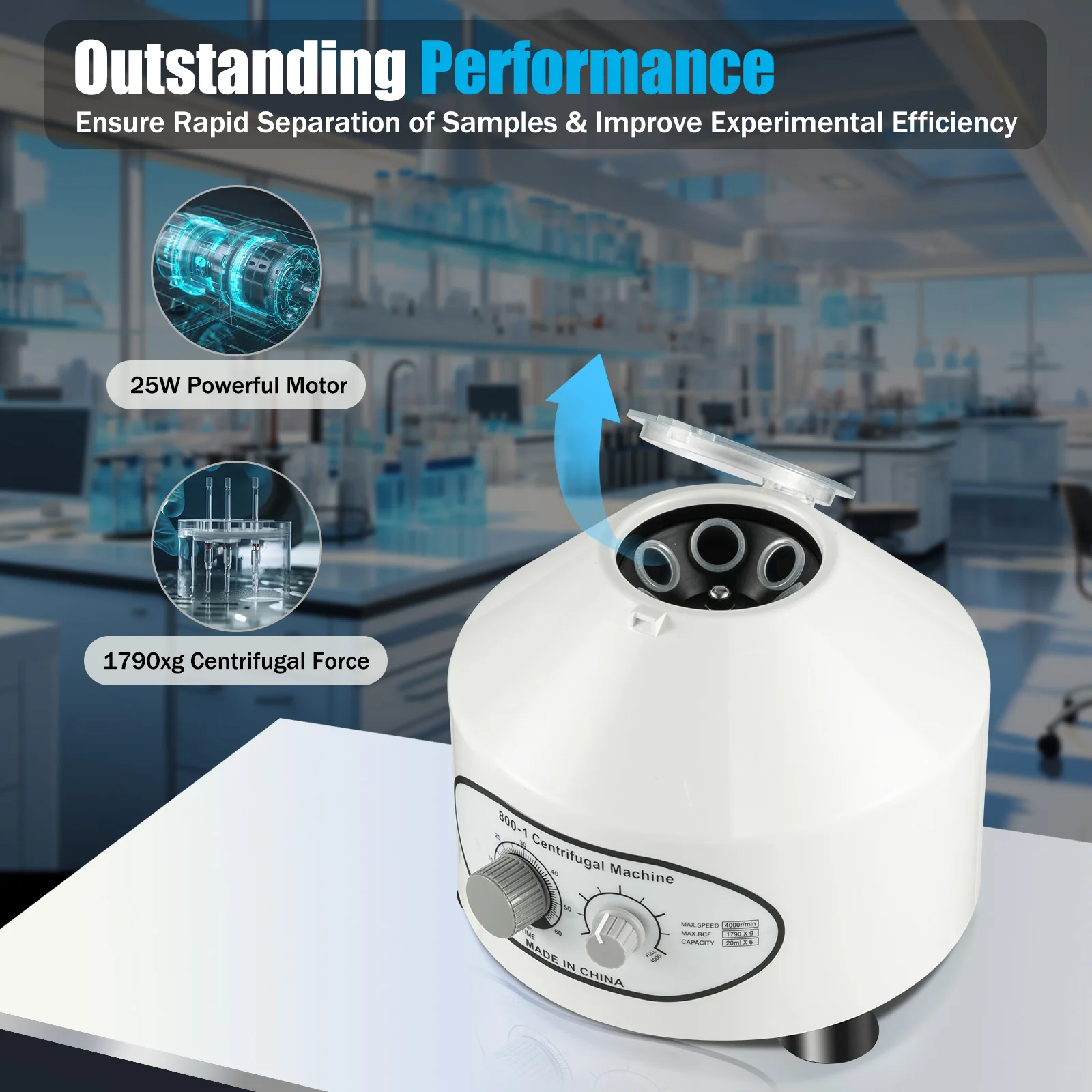 Centrifugeuse Électrique de Laboratoire 220V - 6 Tubes de 20 ml - 4000 tr/min image 3