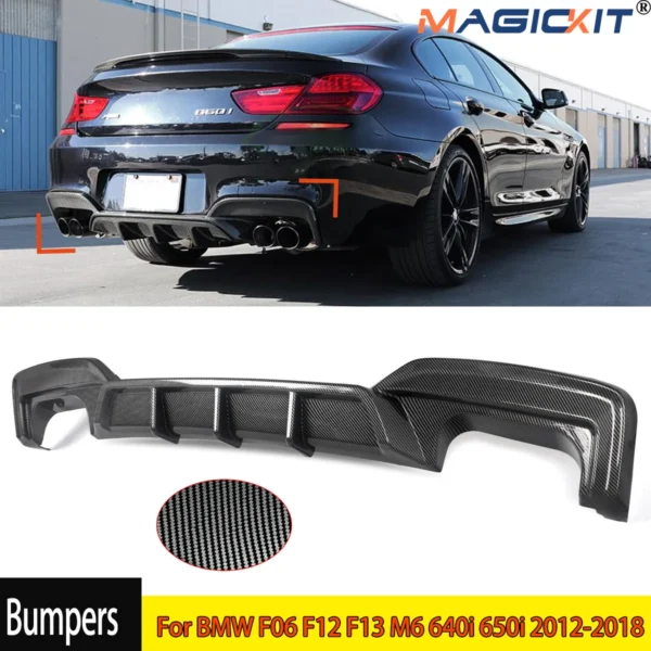 Diffuseur de Pare-Chocs Arrière Aspect Carbone pour BMW Série 6 et M6 F06 F12 F13