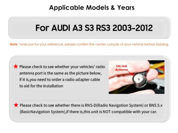 Autoradio Multimédia Écran 7 Pouces pour Audi A3 / S3 / RS3 (2003-2012) avec GPS, CarPlay et Android Auto vue 2