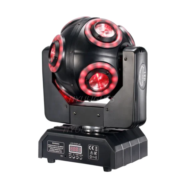 Tête Mobile LED 8x15W RGBW avec Halo 360° et Effet Scénique Stroboscopique