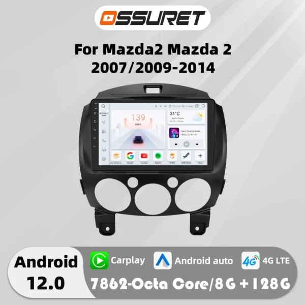 Autoradio Multimédia Intelligent CarPlay pour MAZDA 2 (2007-2014)