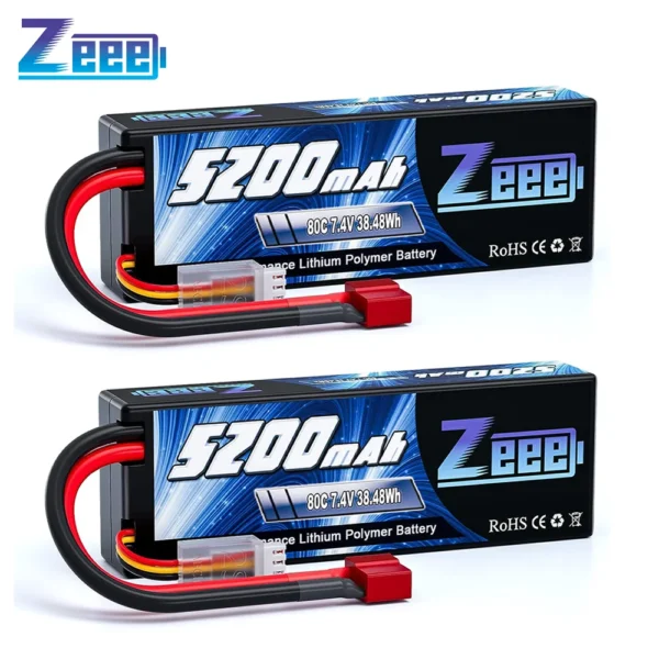 Batterie Lipo Zeee 2S 5200mAh 80C - Performance et Endurance pour Véhicules RC