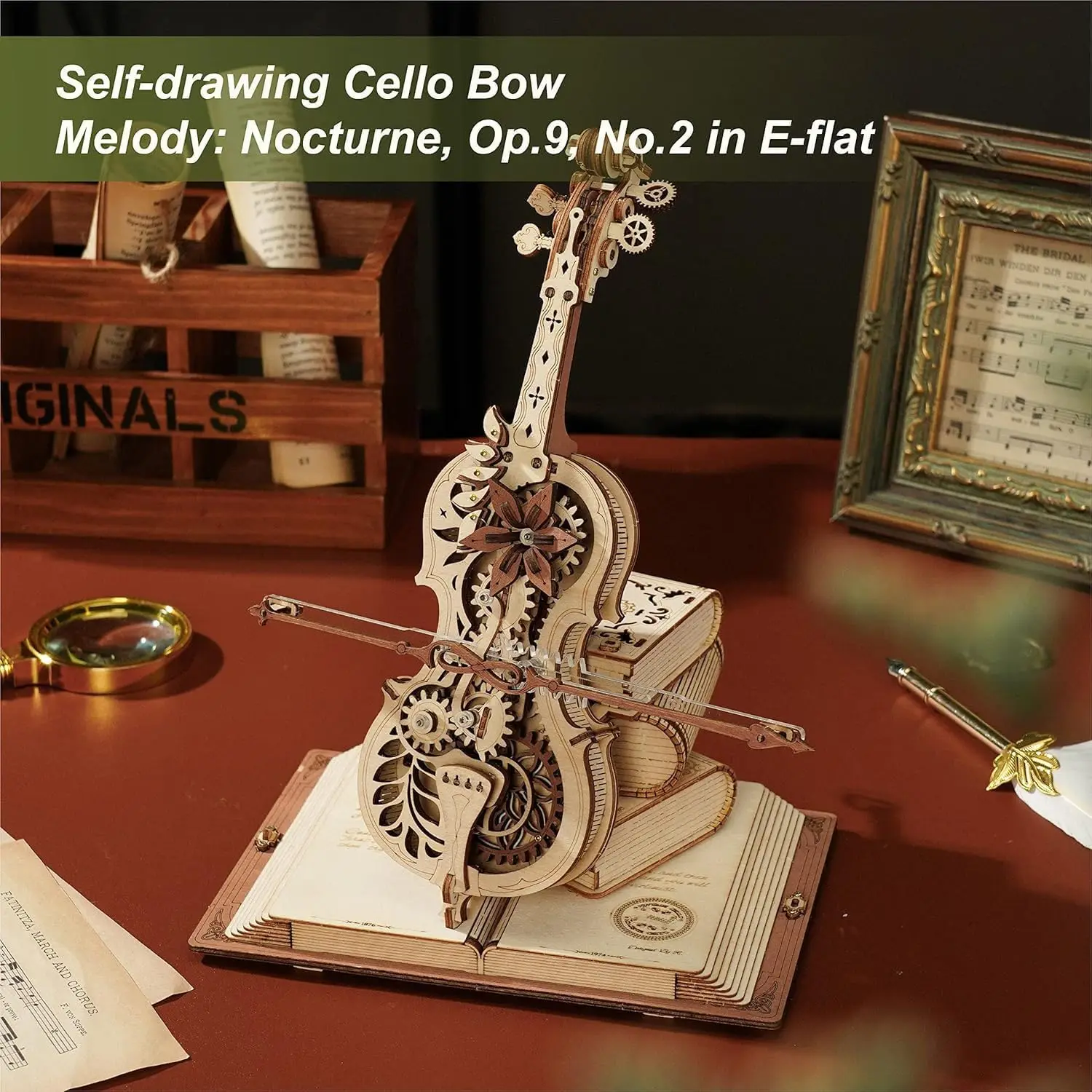 Robotime Puzzle 3D en Bois ROKR Violoncelle Magique AMK63 - Boîte à Musique Mécanique image 8