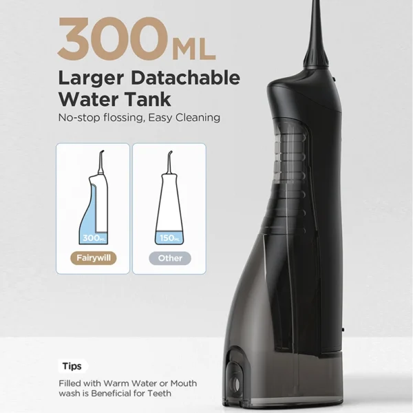 Hydropulseur Dentaire Portable Rechargeable Fairywill 300ML vue 2