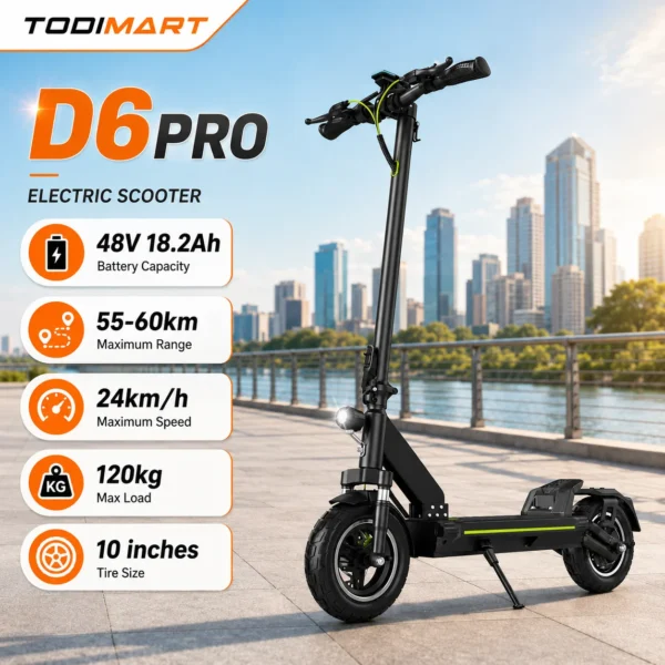 Trottinette Électrique Adulte TODIMART D6PRO Autonomie 60KM Pneus 10 Pouces