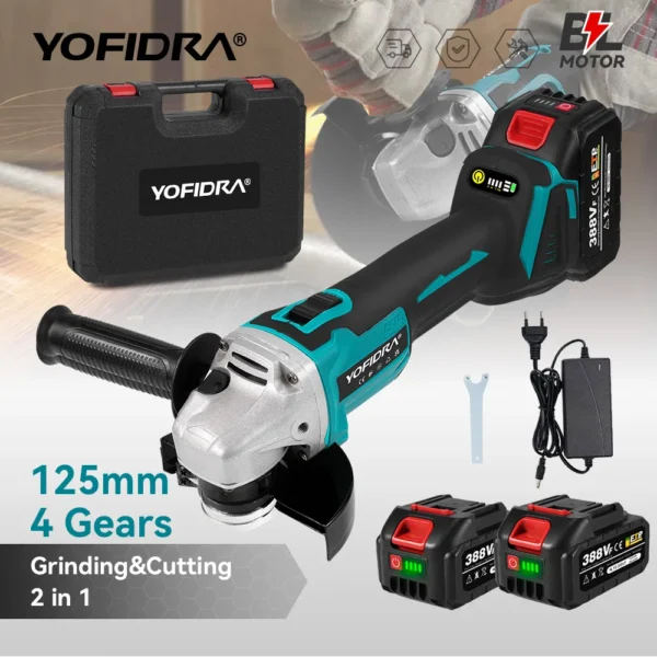 Meuleuse d'angle sans fil YOFIDRA 125 mm - 4 vitesses avec moteur sans balais