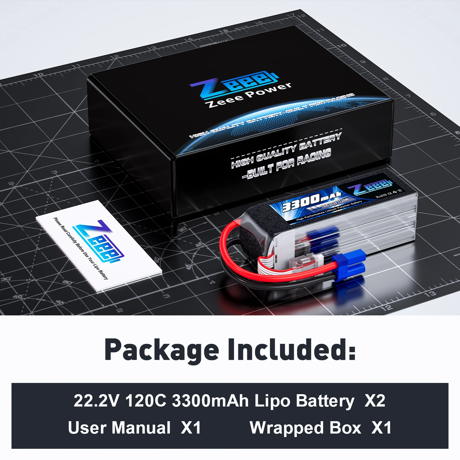 Lot de 2 Batteries Zeee 6S Lipo 3300mAh 22.2V 120C avec Prise EC5 image 6