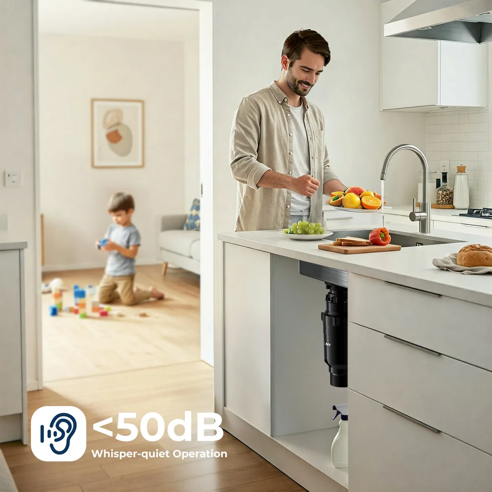 Broyeur de déchets alimentaires à alimentation continue 1/2 HP avec réduction sonore et cordon image 6