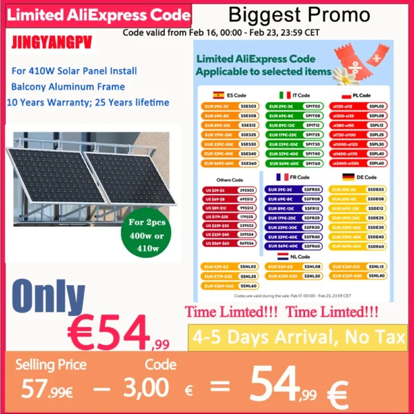 Support de Fixation Ajustable en Alliage d'Aluminium pour Panneaux Solaires et Centrales de Balcon vue 2