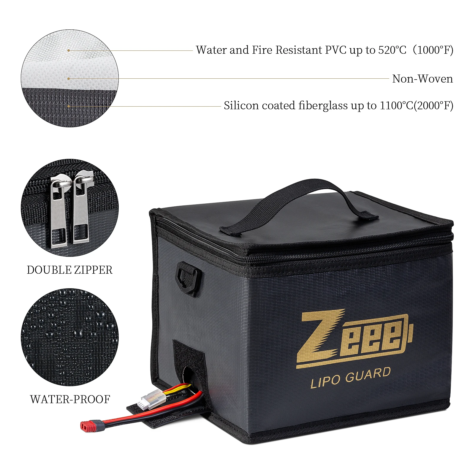 Sac de Sécurité Ignifuge et Antidéflagrant pour Batteries LiPo Zeee - 2 Tailles image 4